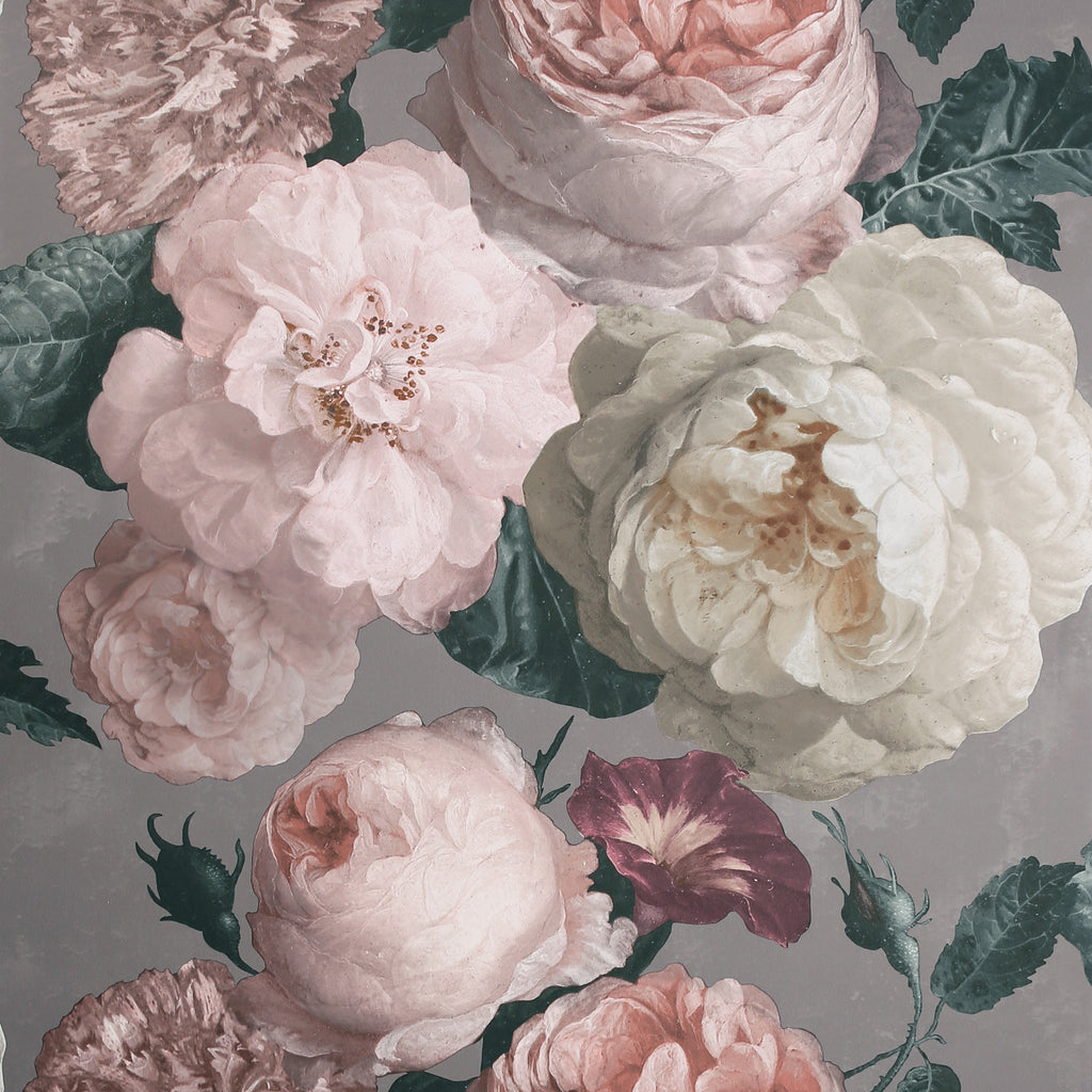  Grey Floral Wallpaper