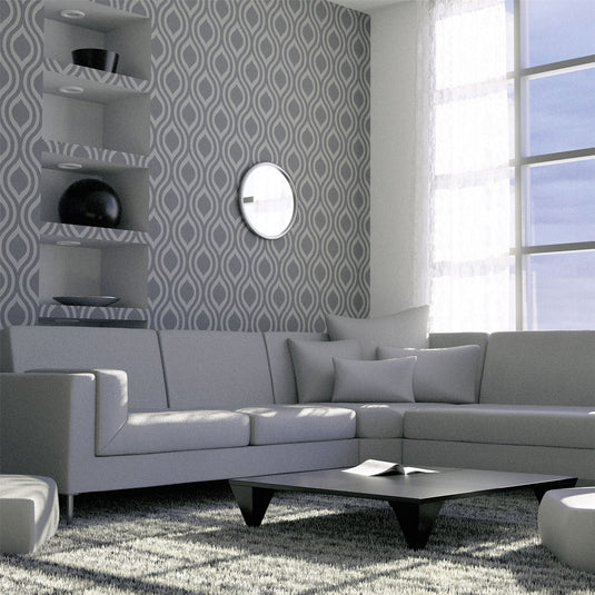 Luxe Ogee Gunmetal Silver Wallpaper sw12