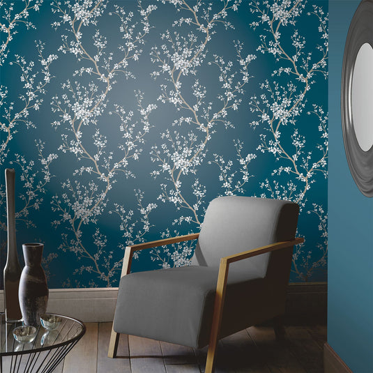 Oriental Trail Teal Wallpaper