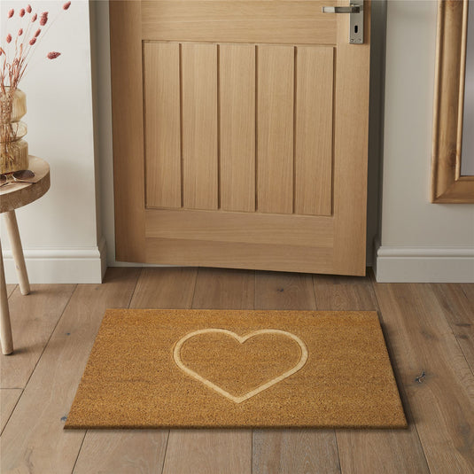 Astley Pressed Heart Embossed Coir Doormat