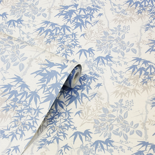 Orient Tree Chalk Blue Grey Wallpaper