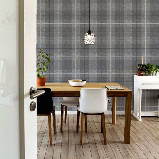 Country Tartan Charcoal Wallpaper