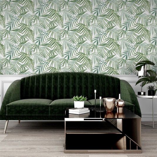 Palm Leaves Green Wallpaper