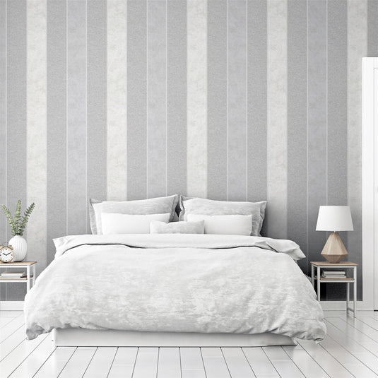 Calico Stripe Grey Wallpaper