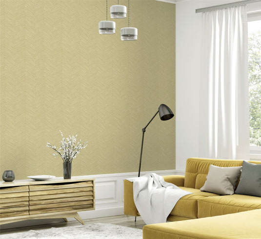 Arrow Weave Ochre Wallpaper