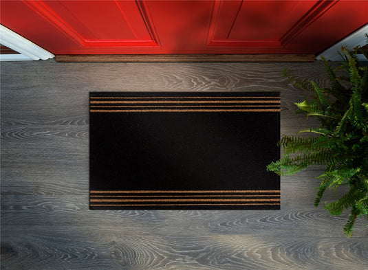 Astley 4 Stripes Coir Black Doormat