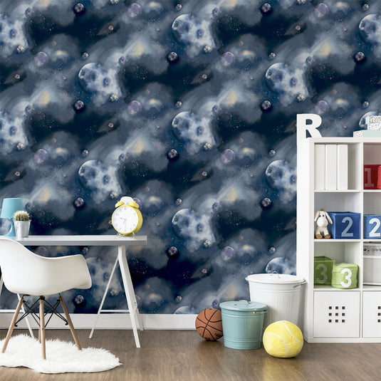 Out Of This World Navy Wallpaper