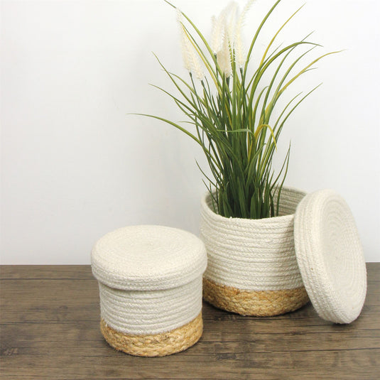 Balham Lidded Nested Baskets Cream