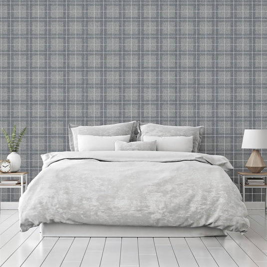 Heritage Check Grey/Silver Wallpaper