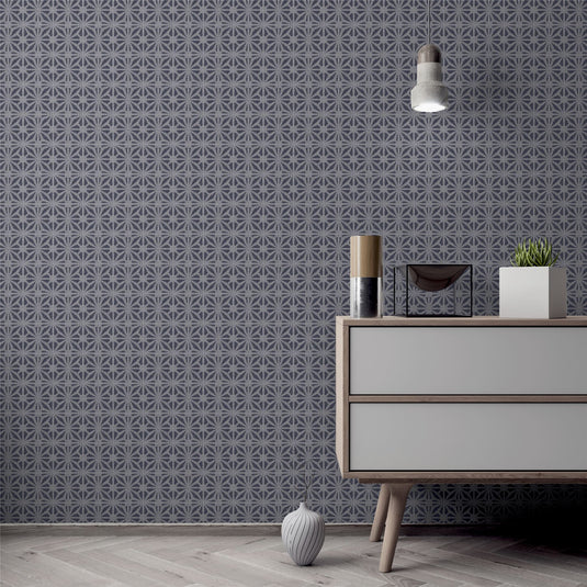 Moorish Mosaic Navy / Silver Wallpaper