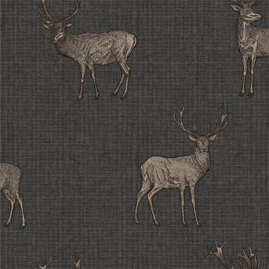 Heritage Stag Charcoal/Copper Wallpaper