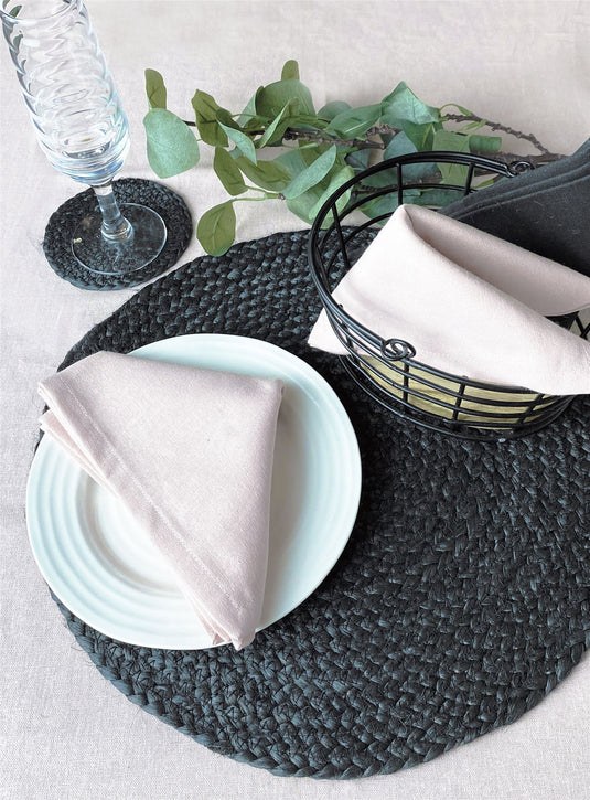 Ure Black Placemats with Tie