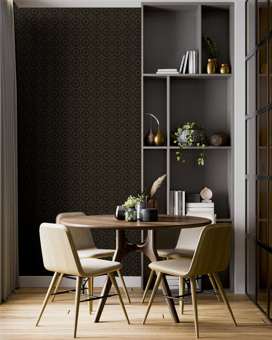 Symmetrical Chic Black and Gold Wallpaper sw6