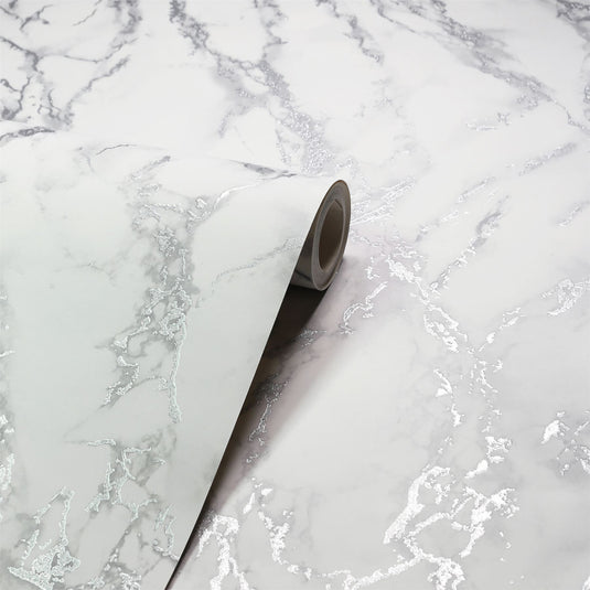 Carrara Marble Silver Wallpaper sw12