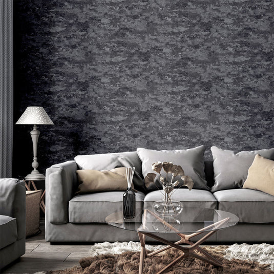 Patina Charcoal/Silver Wallpaper