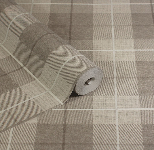 Country Tartan Taupe Wallpaper