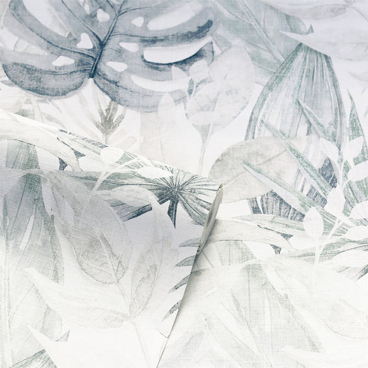 Chalky Tropical Soft Navy Wallpaper