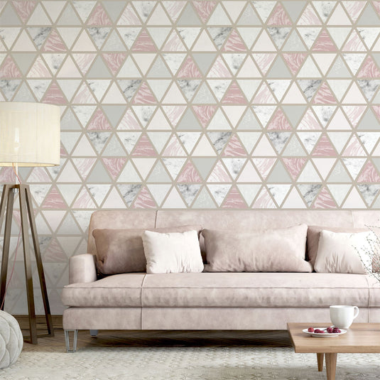 Marble Geo Pink Multi Wallpaper