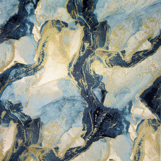 Abstract Marble Teal/Gold Wallpaper