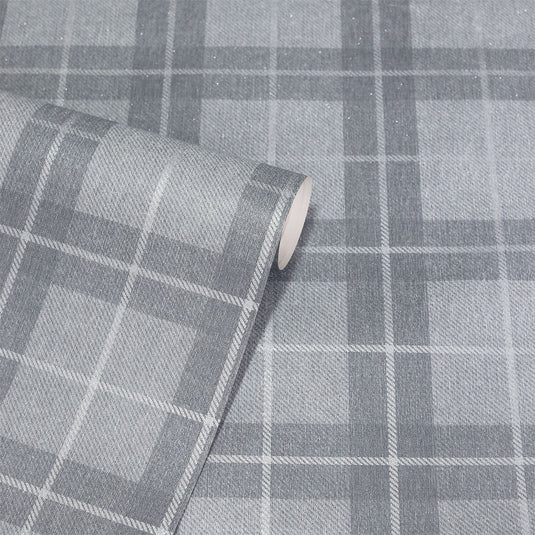 Heritage Check Grey/Silver Wallpaper