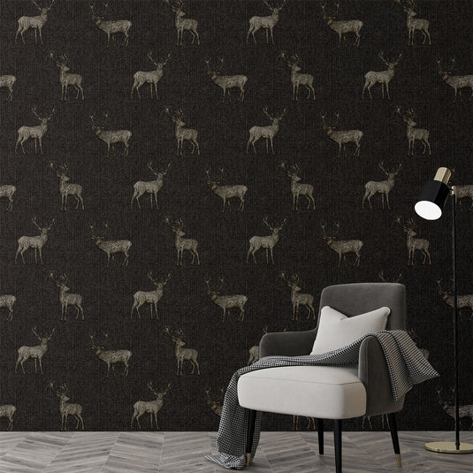 Heritage Stag Charcoal/Copper Wallpaper