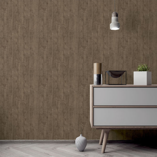 Luxe Timber Espresso Wallpaper