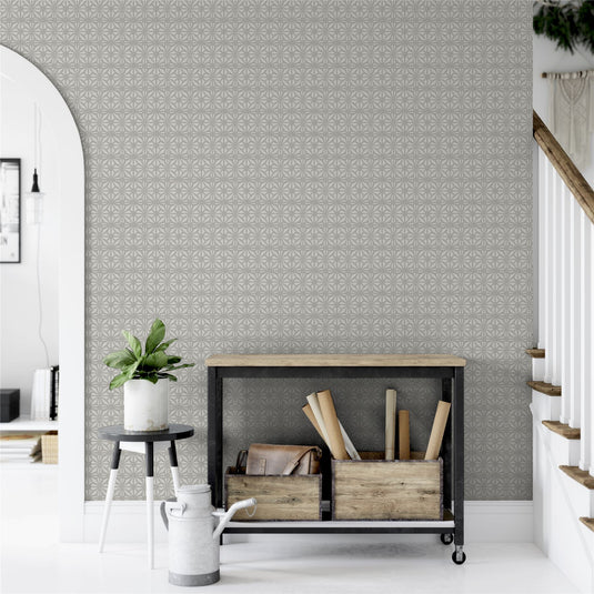 Moorish Mosaic Warm Grey/Silver Wallpaper sw6