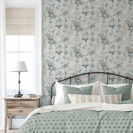 Keeka Floral Blue Cream Wallpaper