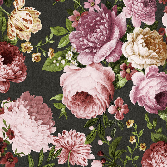 Tapestry Floral Charcoal/Pink Wallpaper