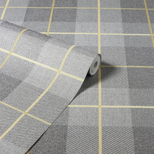 Heritage Tartan Ochre/Grey Wallpaper