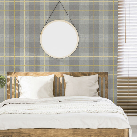 Heritage Tartan Ochre/Grey Wallpaper