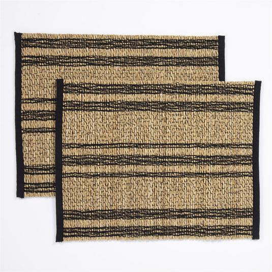 Tay Seagrass/ Cotton 35x45cm Black Set of 2 Placemats