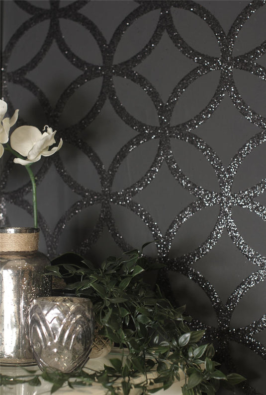 Sequin Geo Black Wallpaper