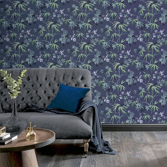 Jasmine Garden Navy Wallpaper