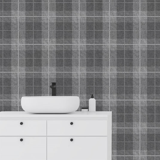 Country Tartan Charcoal Wallpaper