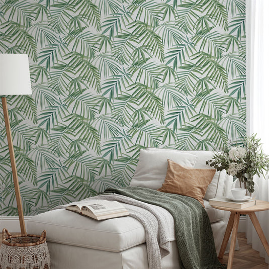 Palm Leaves Green Wallpaper