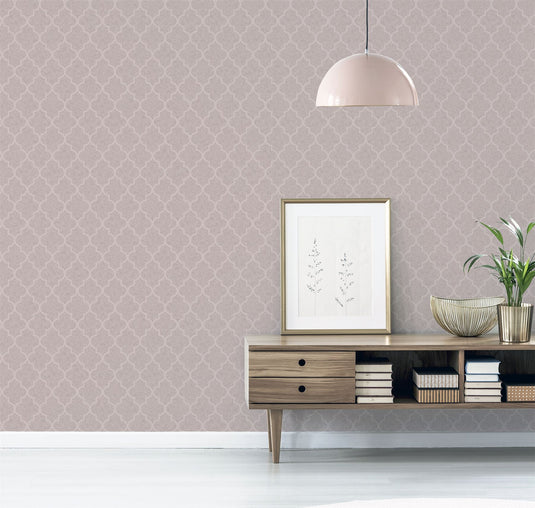 Velvet Trellis Rose Gold Wallpaper sw9