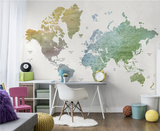 World Map Mural Wallpaper