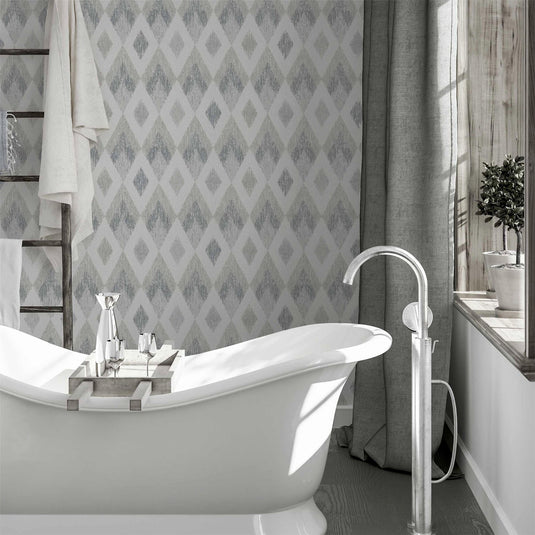 Scandi Diamond Silver Wallpaper