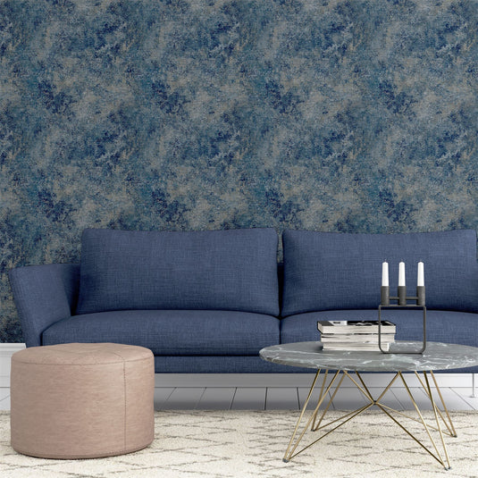 Modern Raffia Navy & Natural Wallpaper