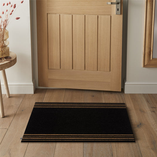 Astley 4 Stripes Coir Black Doormat