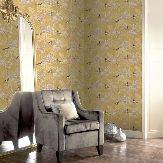 Japanese Garden Ochre Wallpaper