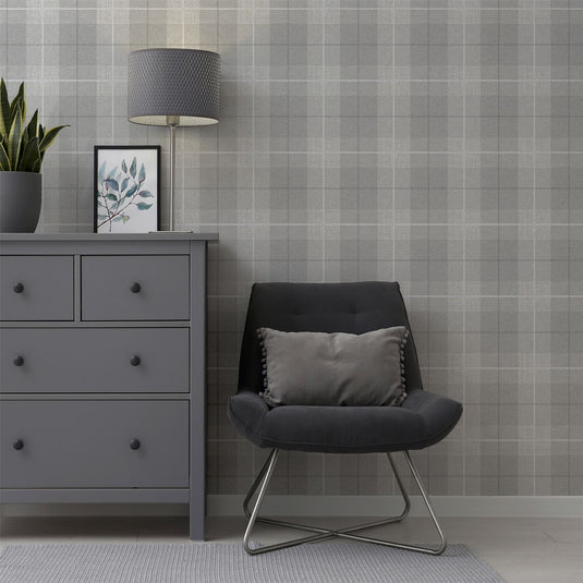 Country Tartan Grey Wallpaper