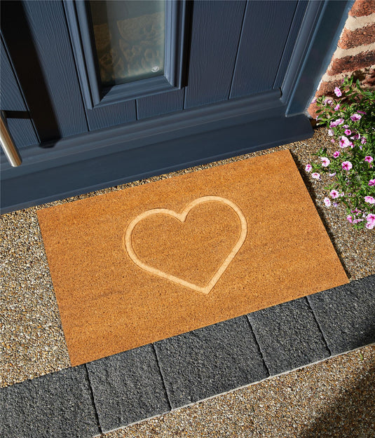 Astley Pressed Heart Embossed Coir Doormat