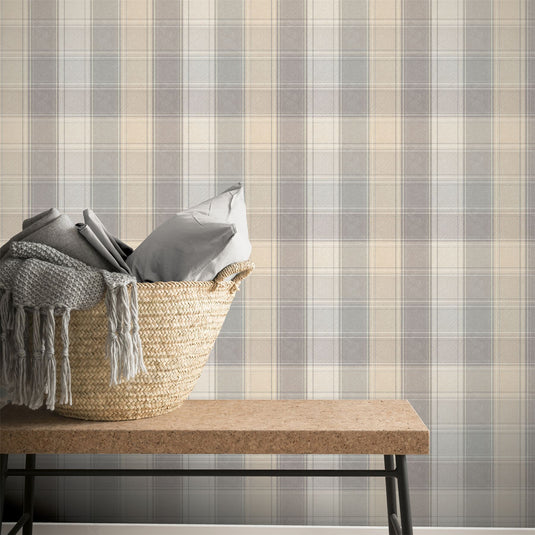 Country Check Grey Wallpaper