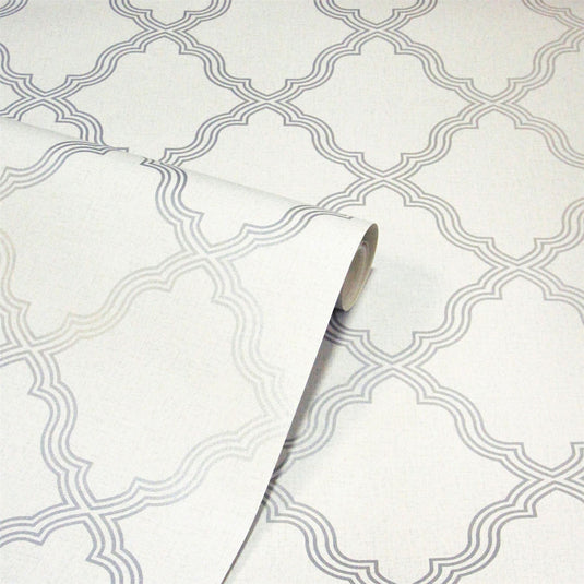 Ornate Trellis Grey Wallpaper