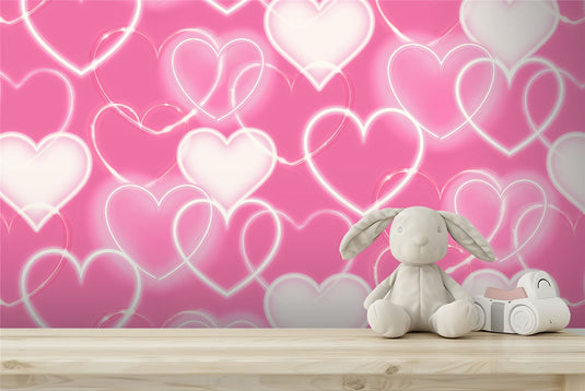 Neon Heart Wall Pink Wallpaper