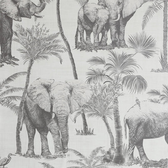 Safari Elephant Charcoal Wallpaper