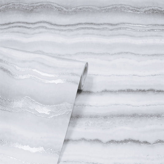 Mineral White & Silver Wallpaper