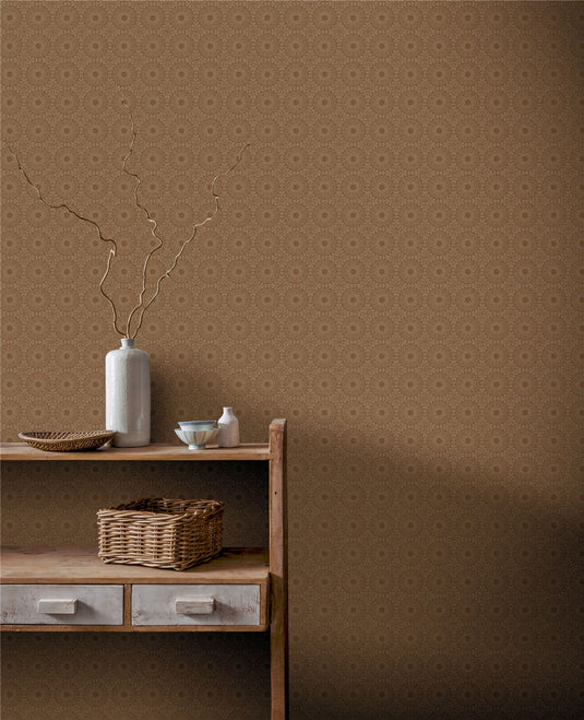 Symmetrical Chic Copper and Gold Wallpaper